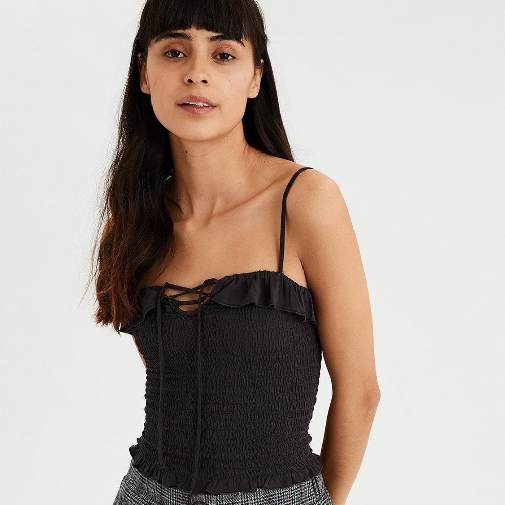 American Eagle Smocked Lace Up Tank